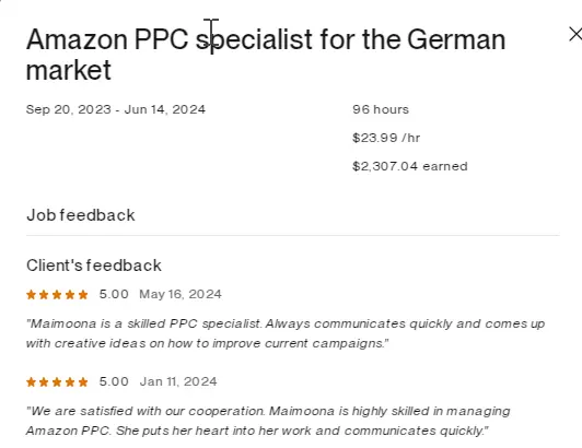 Sarah K. Upwork review