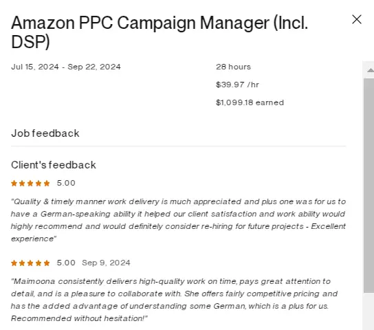 Marcus T. Upwork review